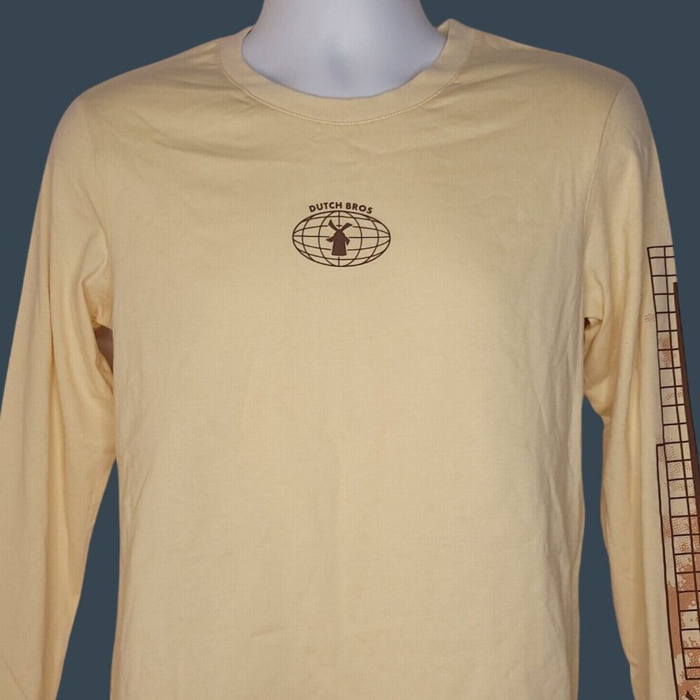 Dutch Bros Mens Long Sleeve T-Shirt Beige Medium "Its All Good" Graphic Tee